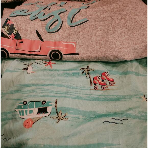 Joyspun Women's 2pc Set of Pajama's Gray with Beachy Ocean Pattern Plus 2X New - Picture 2 of 3